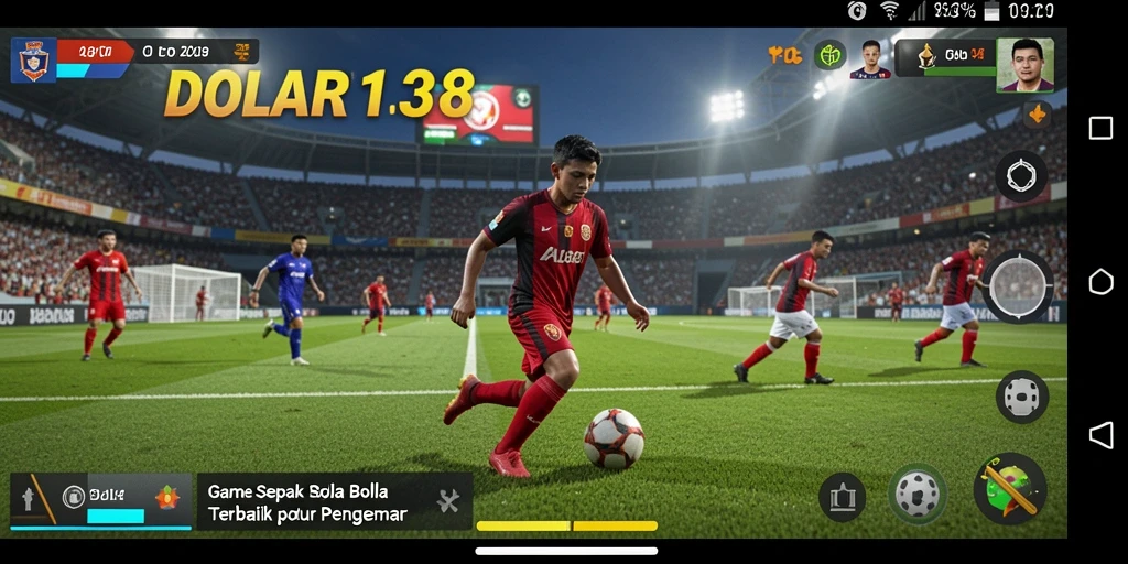 Screenshot gameplay DOLAR138 menampilkan aksi mendebarkan di lapangan sepak bola.