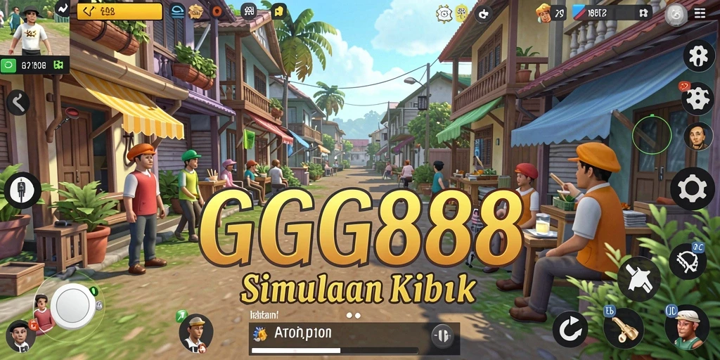 Gameplay GGG888 menunjukkan karakter yang berinteraksi di dunia virtual.