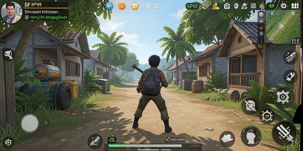 Tampilan gameplay RP99 yang memukau dalam simulasi kehidupan.