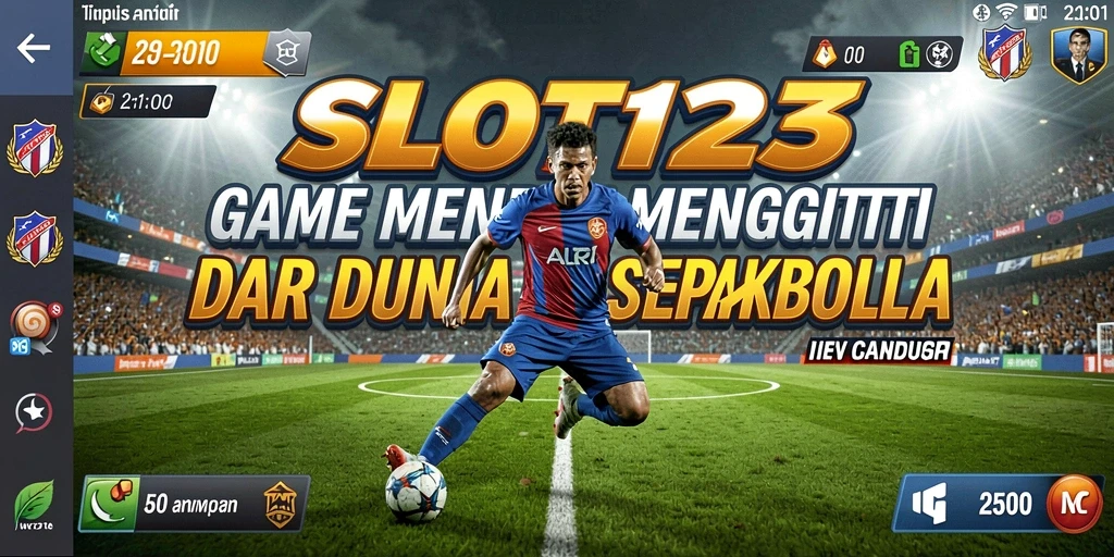 Screenshot utama SLOT123 menampilkan gameplay yang intens dan menarik dalam tema sepakbola.