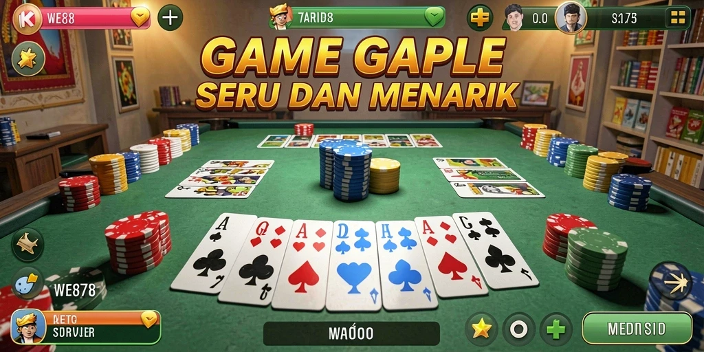 Tampilan screenshot utama WE878 menampilkan gameplay seru Gaple.